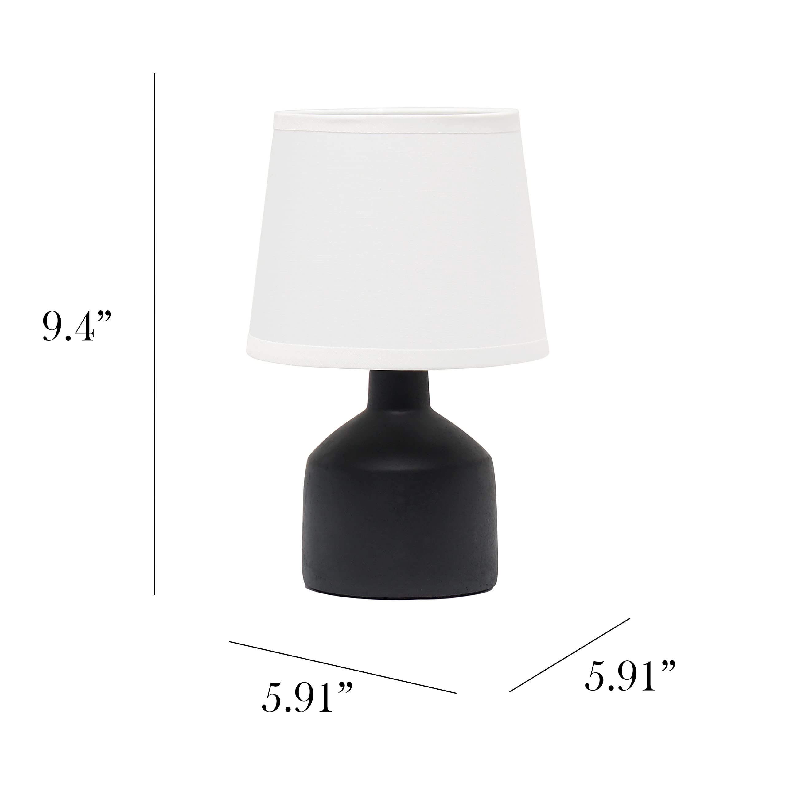 Simple Designs Mini Ceramic Table Lamp with Black Base